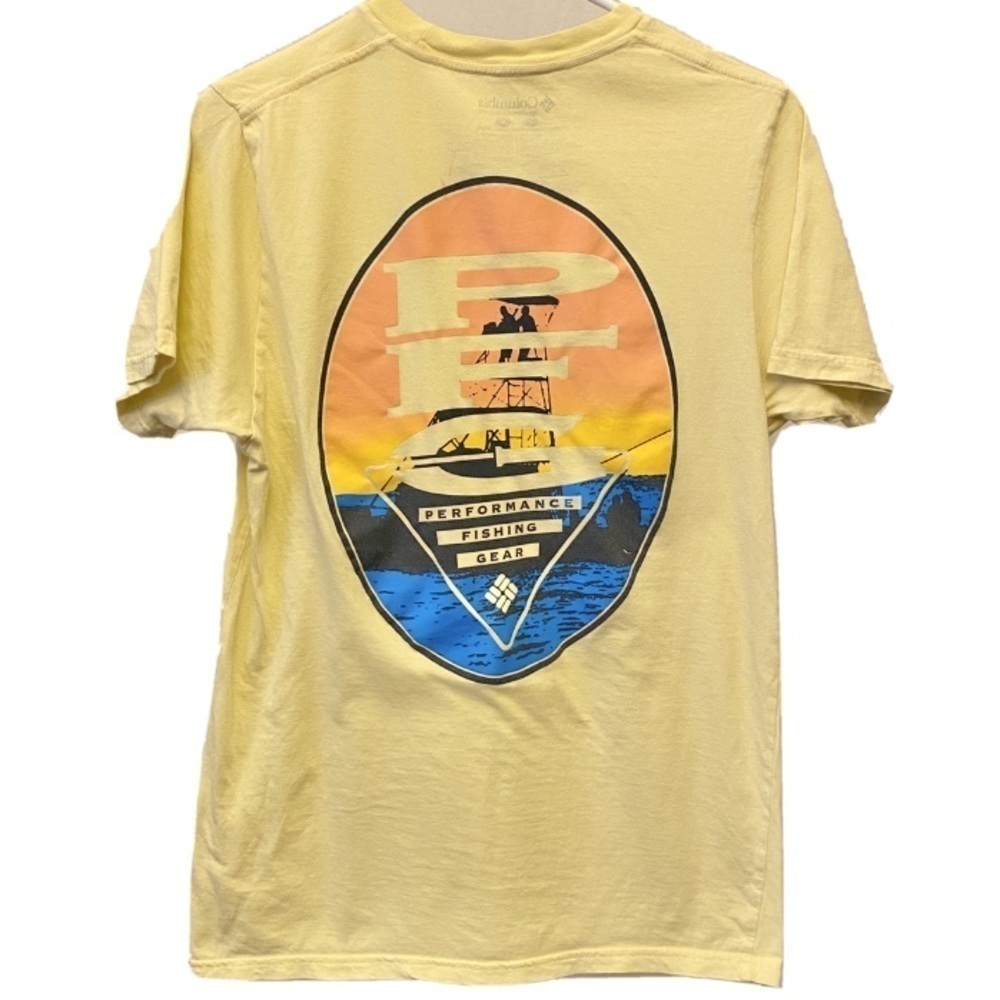 COLUMBIA PFG T Shirt Sz  Small Logo Yellow Fishing